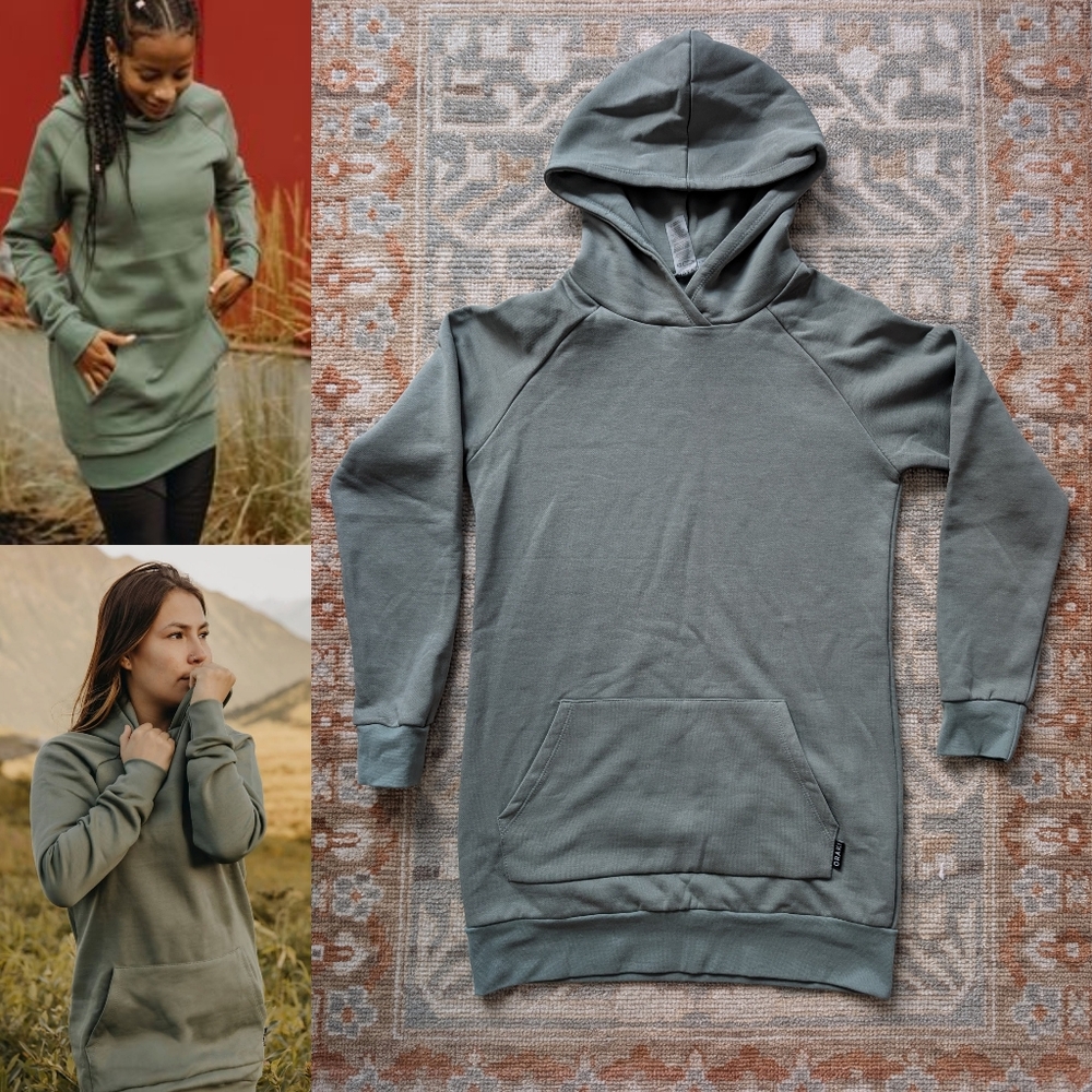 NWOT Oraki Sage Green Hoodie Sweatshirt Tunic Dress